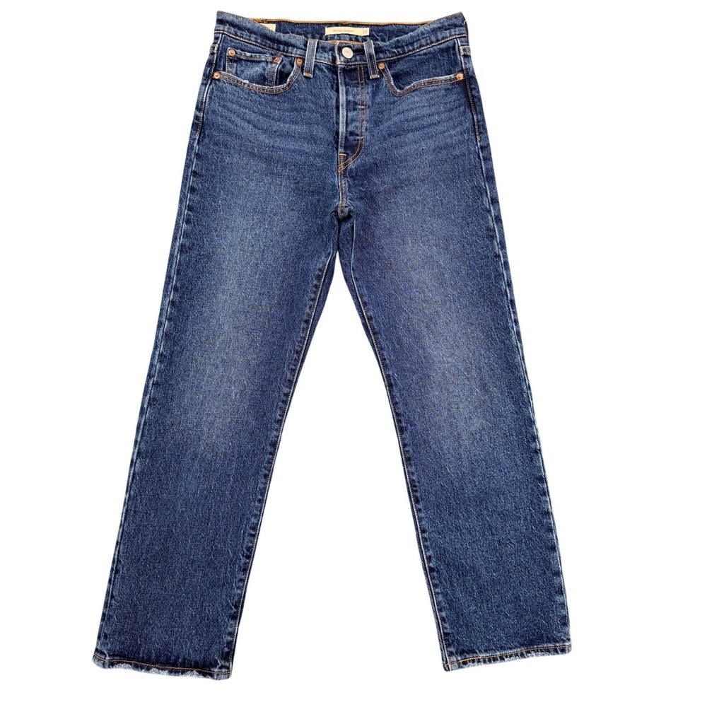 Levis Premium Women 27 Wedgie Straight Jeans Big E Button Fly 34964-0217 Dark